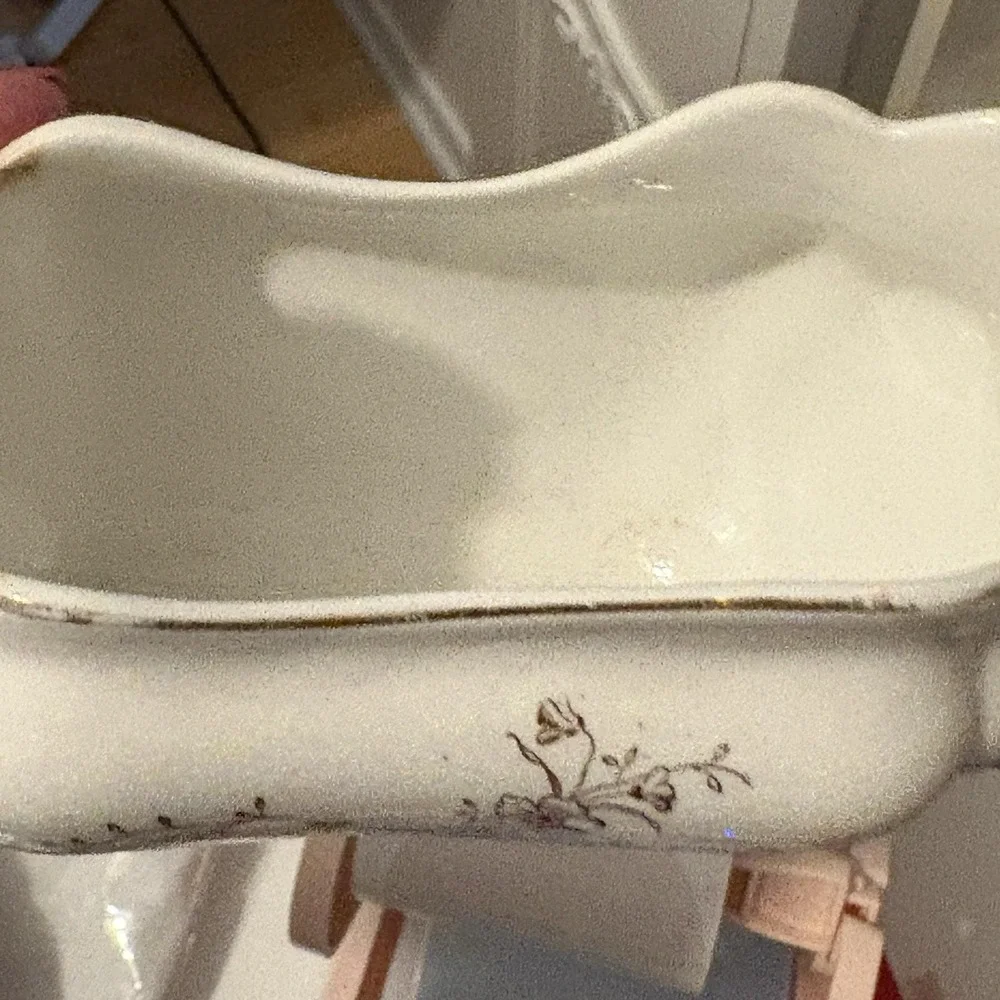 Rufford Pottery England Ironstone Gravy Boat Brown Floral Antique‎ 1890-1910